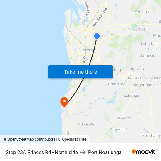 Stop 23A Princes Rd - North side to Port Noarlunga map