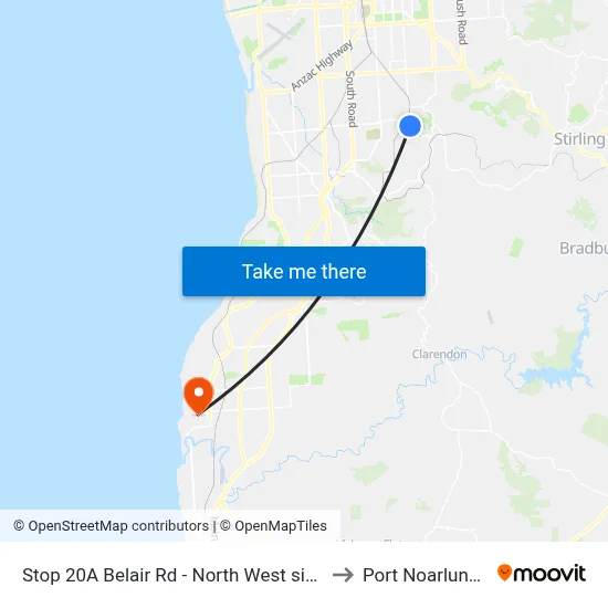 Stop 20A Belair Rd - North West side to Port Noarlunga map