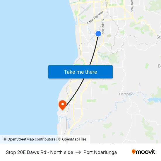 Stop 20E Daws Rd - North side to Port Noarlunga map