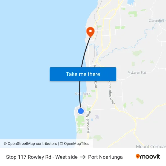 Stop 117 Rowley Rd - West side to Port Noarlunga map