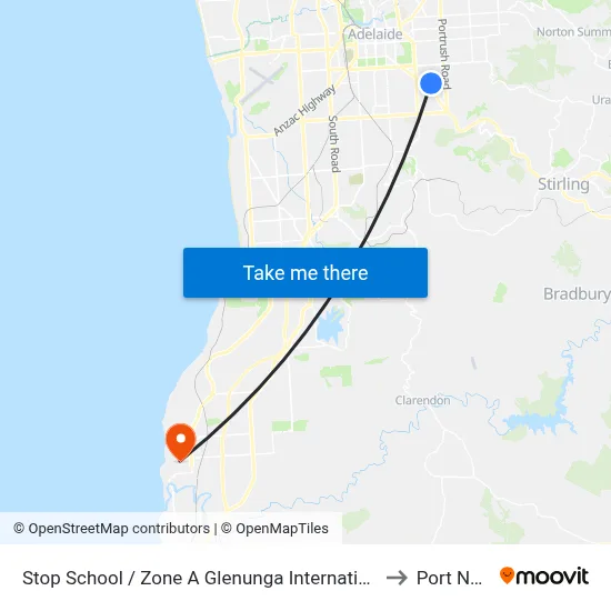 Stop School / Zone A Glenunga International High School Conyngham St to Port Noarlunga map