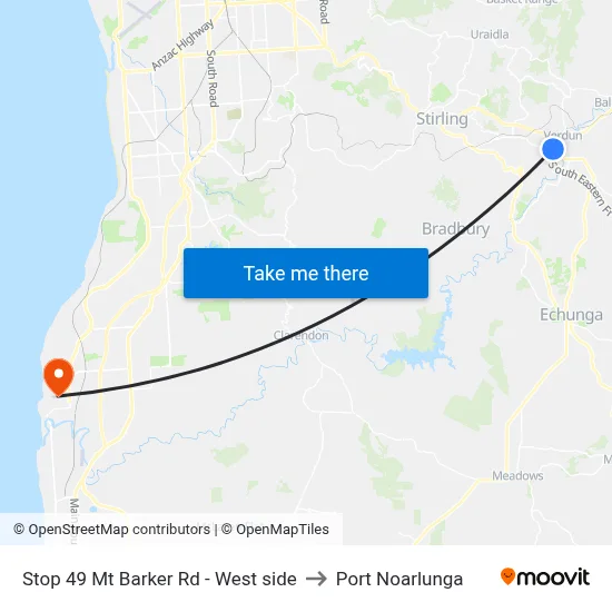 Stop 49 Mt Barker Rd - West side to Port Noarlunga map