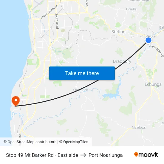 Stop 49 Mt Barker Rd - East side to Port Noarlunga map