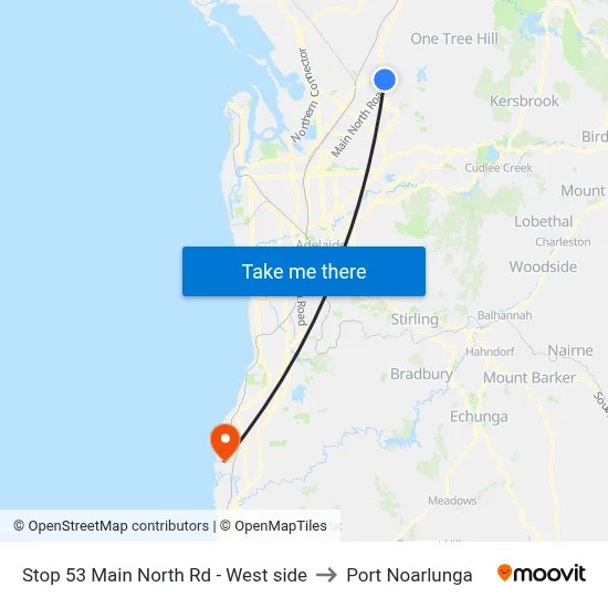 Stop 53 Main North Rd - West side to Port Noarlunga map