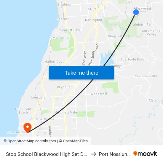 Stop School Blackwood High Set Down to Port Noarlunga map