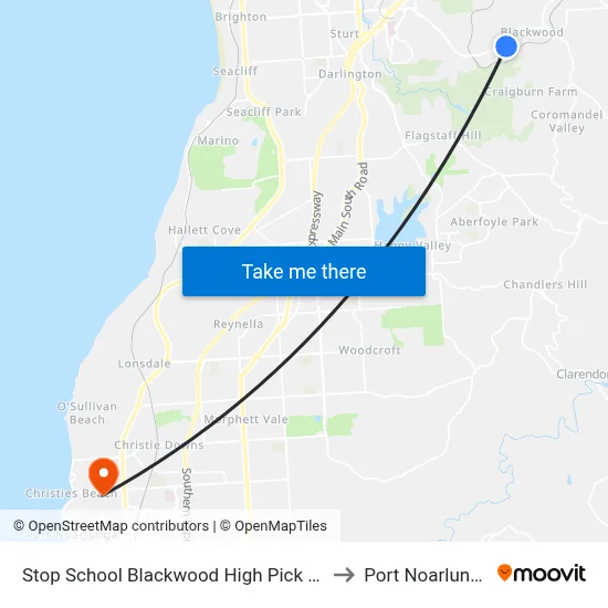 Stop School Blackwood High Pick Up to Port Noarlunga map