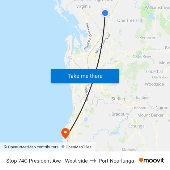 Stop 74C President Ave - West side to Port Noarlunga map