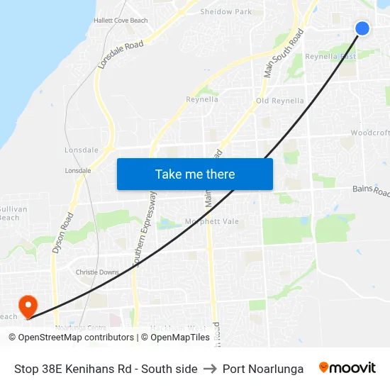 Stop 38E Kenihans Rd - South side to Port Noarlunga map