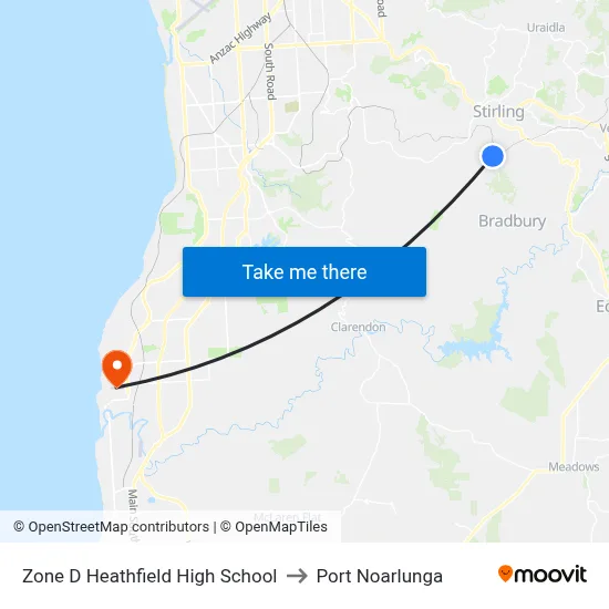 Zone D Heathfield High School to Port Noarlunga map