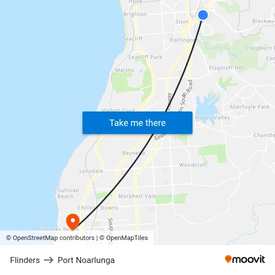Flinders to Port Noarlunga map