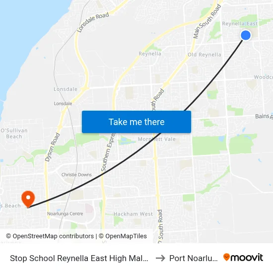 Stop School Reynella East High Malbeck Dr to Port Noarlunga map