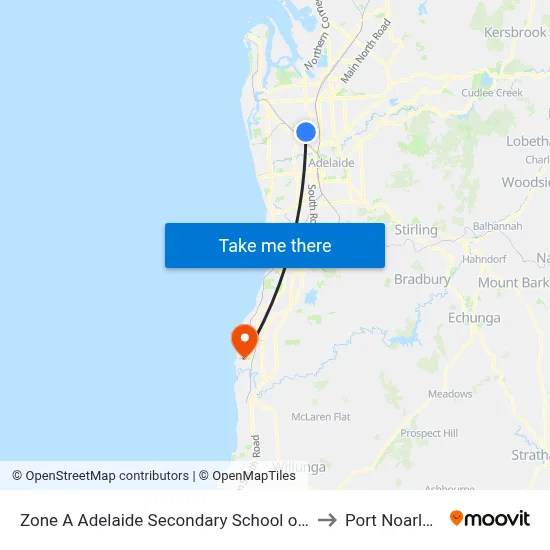 Zone A Adelaide Secondary School of English to Port Noarlunga map