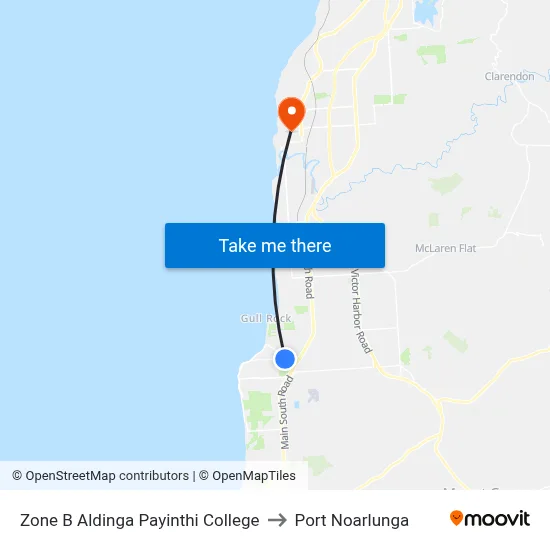 Zone B Aldinga Payinthi College to Port Noarlunga map