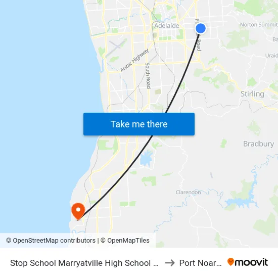 Stop School Marryatville High School Kensington Rd to Port Noarlunga map