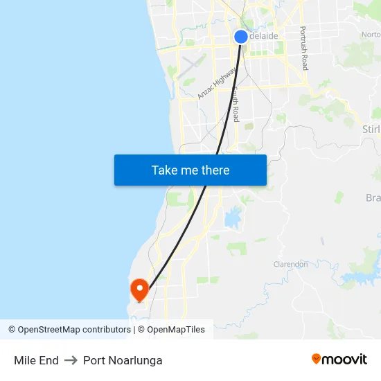 Mile End to Port Noarlunga map