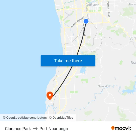 Clarence Park to Port Noarlunga map