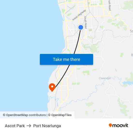 Ascot Park to Port Noarlunga map