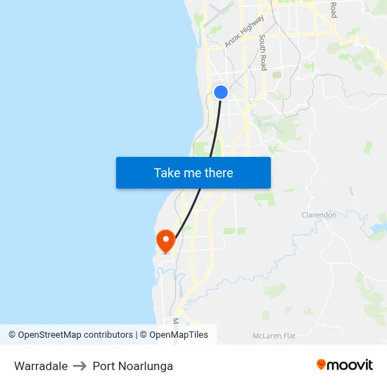 Warradale to Port Noarlunga map
