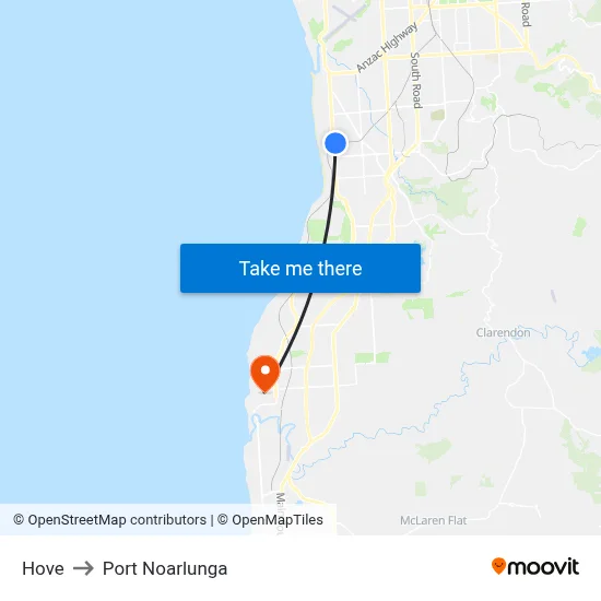Hove to Port Noarlunga map