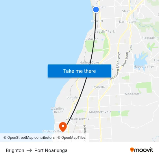 Brighton to Port Noarlunga map