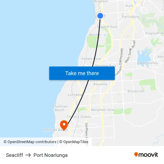 Seacliff to Port Noarlunga map