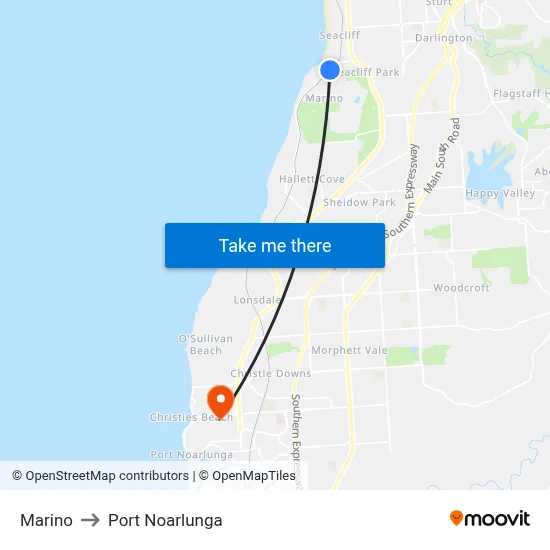 Marino to Port Noarlunga map