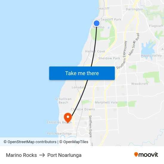 Marino Rocks to Port Noarlunga map