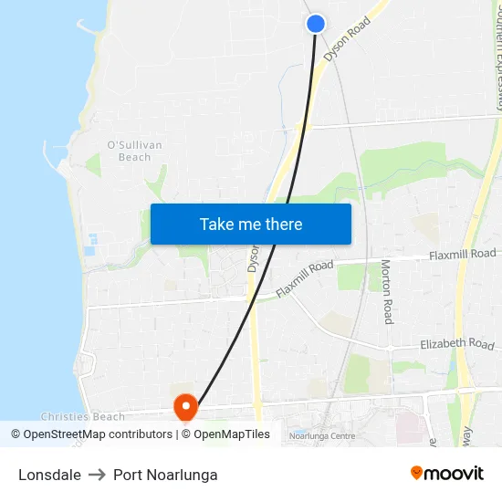 Lonsdale to Port Noarlunga map