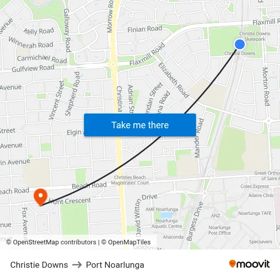 Christie Downs to Port Noarlunga map