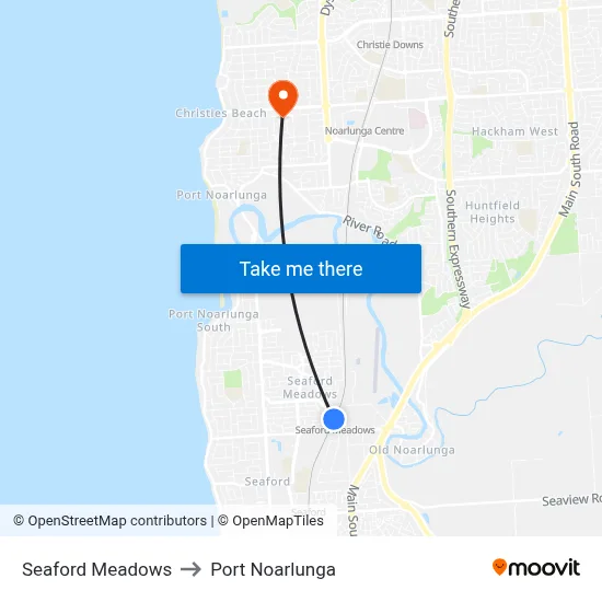 Seaford Meadows to Port Noarlunga map