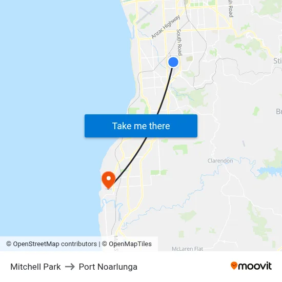 Mitchell Park to Port Noarlunga map