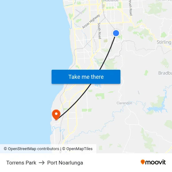 Torrens Park to Port Noarlunga map