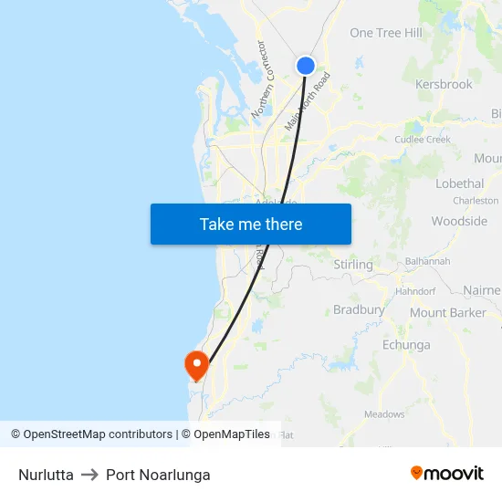 Nurlutta to Port Noarlunga map