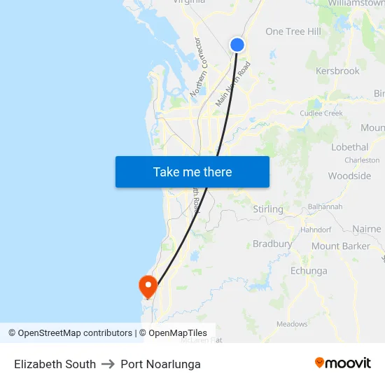 Elizabeth South to Port Noarlunga map