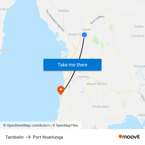 Tambelin to Port Noarlunga map