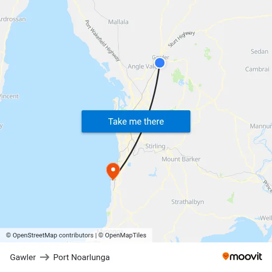 Gawler to Port Noarlunga map