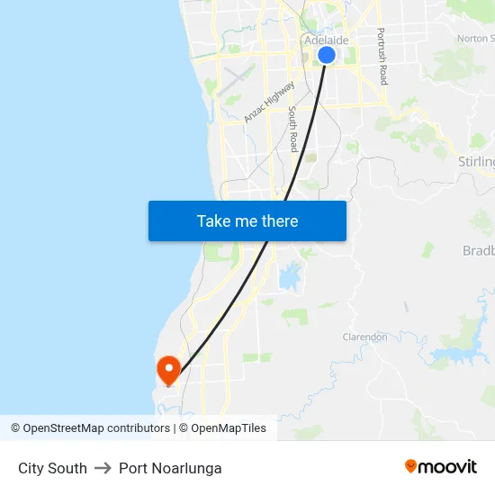 City South to Port Noarlunga map