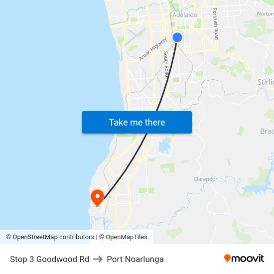 Stop 3 Goodwood Rd to Port Noarlunga map
