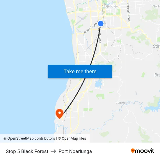 Stop 5 Black Forest to Port Noarlunga map
