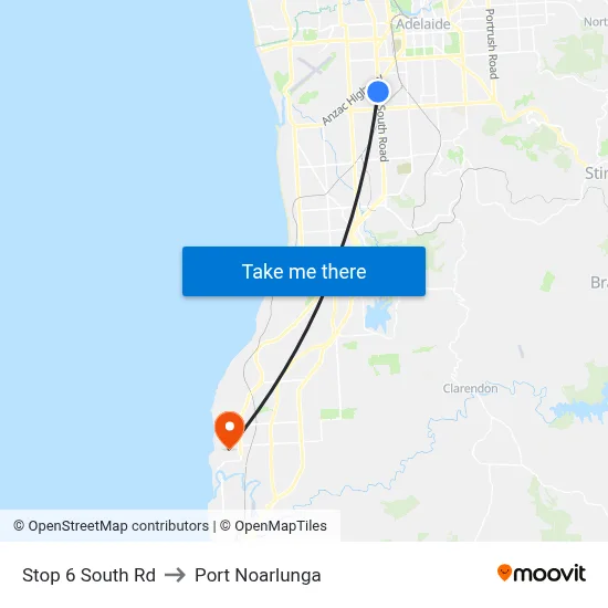 Stop 6 South Rd to Port Noarlunga map