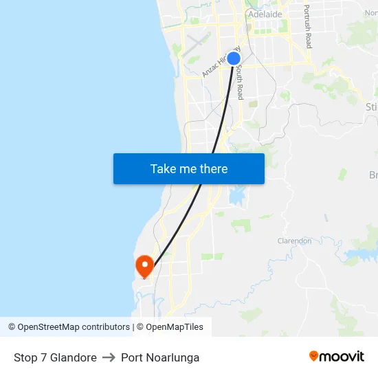 Stop 7 Glandore to Port Noarlunga map