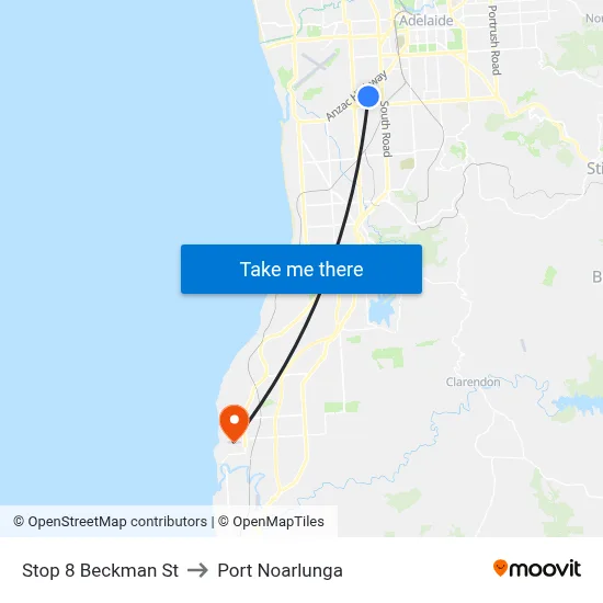 Stop 8 Beckman St to Port Noarlunga map