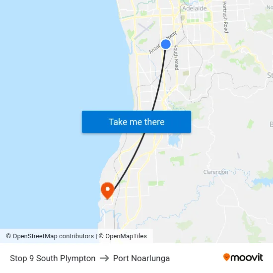 Stop 9 South Plympton to Port Noarlunga map