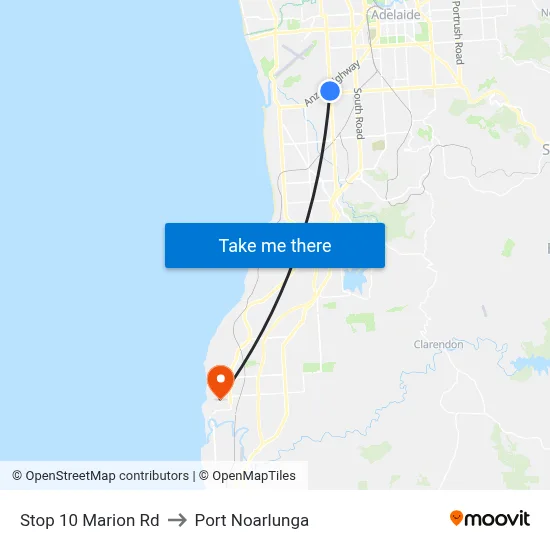 Stop 10 Marion Rd to Port Noarlunga map