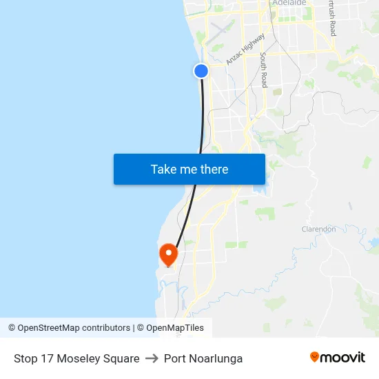 Stop 17 Moseley Square to Port Noarlunga map