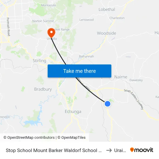Stop School Mount Barker Waldorf School Sims Rd to Uraidla map