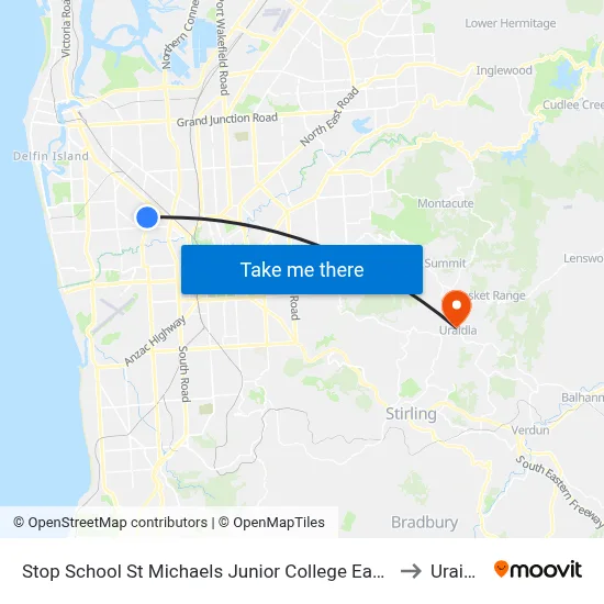 Stop School St Michaels Junior College East Av to Uraidla map