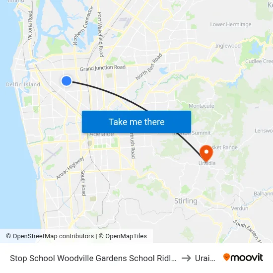 Stop School Woodville Gardens School Ridley Gr to Uraidla map