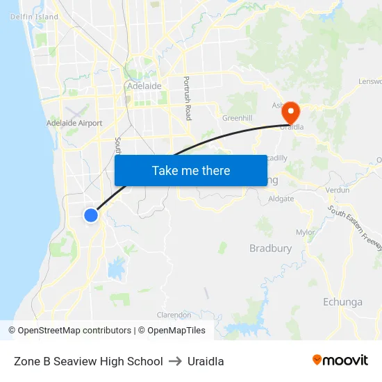 Zone B Seaview High School to Uraidla map