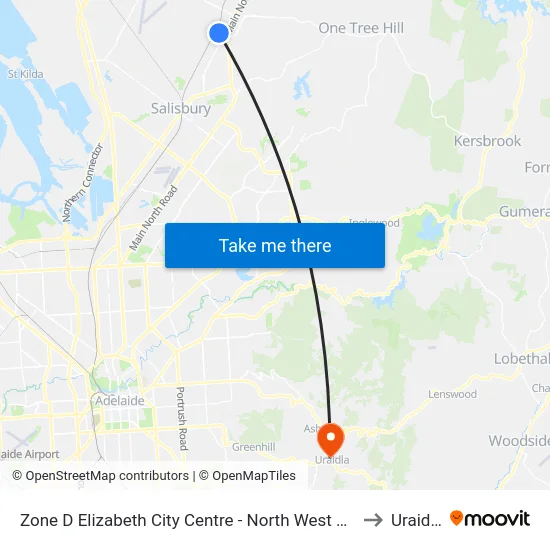 Zone D Elizabeth City Centre - North West side to Uraidla map